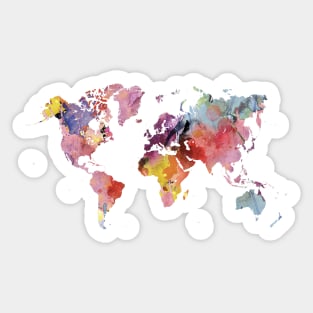 Watercolor world map - rainbow Sticker